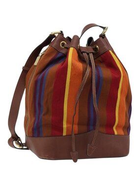 CELINE Shoulder Bag Canvas Multicolor Gold